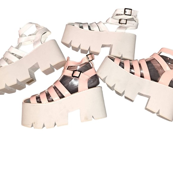 NEW Super Tall Platform sandals - peach and white SZ 8.5-9 - Picture 3 of 7